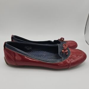 LL Bean Coastal Rain Skimmer flats red with navy trim size 8.5